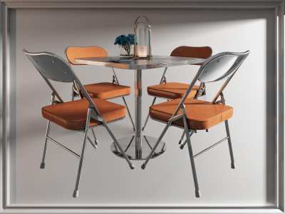 现代金属餐桌椅组合3D模型下载